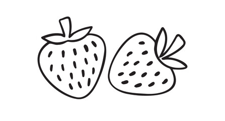 strawberry berry doodle hand drawn icon. Outline drawing line clipart symbol