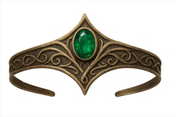 Fantasy elven circlet with emerald gem