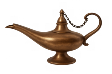 Arabian magic lamp with oil and genie concept