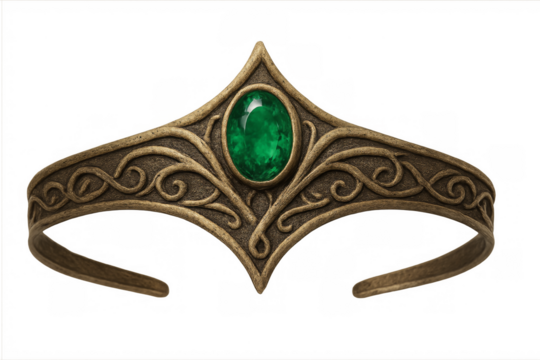Fantasy elven circlet with emerald gem