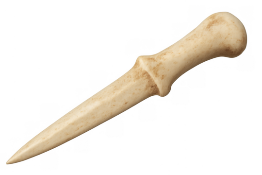 Primitive bone dagger weapon tool on transparent background
