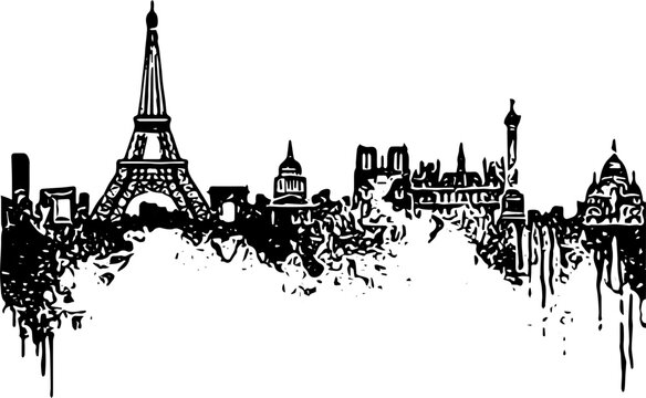 paris skyline with eiffel tower