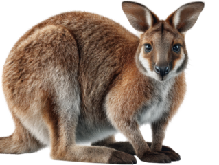 A Close-Up View of a Kangaroo in a Natural Setting, Showcasing Its Distinctive Features and Unique Posture, Captivating Animal Enthusiasts and Nature Lovers Alike isolated on transparent background