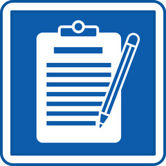 Blue Registration Sign. Vector Icon. Patient Appointment Registration. Reception Desk. Hospital Department Sign