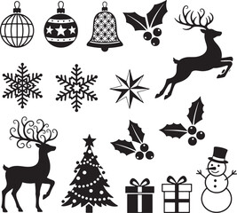 christmas-reindeer-snowflake-ornament-silhouette-set