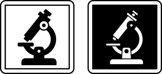 Laboratory Signs. Black and White Vector Icons. Research Microscope. Scientific and Technical Experiment Room. Hospital Department Sign