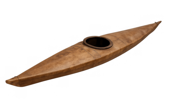 Traditional inuit hunting kayak made from animal skin