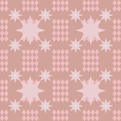 Seamless geometric star pattern in soft blue, green, and yellow tones. Perfect for textile prints, wallpapers, wrapping paper, and home d&eacute;cor with a modern boho and ethnic feel.