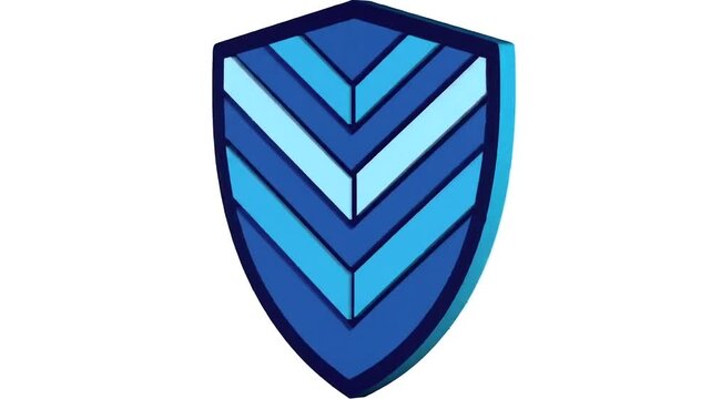 Abstract blue shield design with layered geometric shapes and gradients