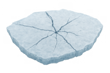 Cracked ice floe floating on transparent background