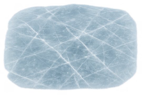 Frozen ice surface with cracks on transparent background
