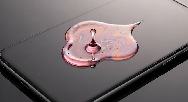 A mesmerizing splash of pink liquid metal forming a heart shape on a dark reflective surface. - Powered by Adobe
