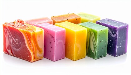 Layered Artisan Soap Bars in Vibrant Colors Symbolizing Natural Skincare and Editorial Styling for Wellness Products