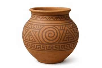 Traditional pottery vase with ethnic tribal pattern