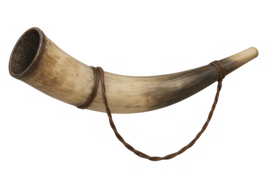 Drinking horn with leather strap for viking lifestyle