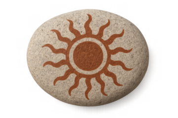 Sun symbol drawing on ancient pagan ritual stone