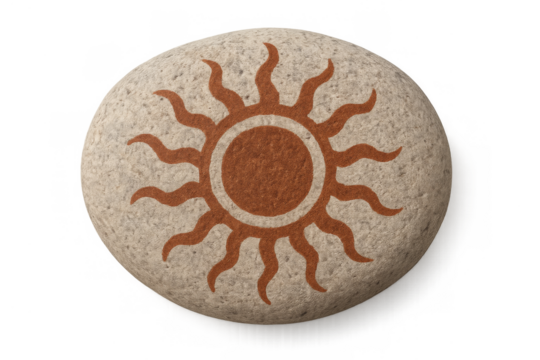 Sun symbol drawing on ancient pagan ritual stone