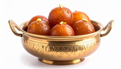 Brass Bowl of Gulab Jamuns with Spoon Symbolizing Festive Sweetness and Editorial Styling for Indian Culinary Heritage