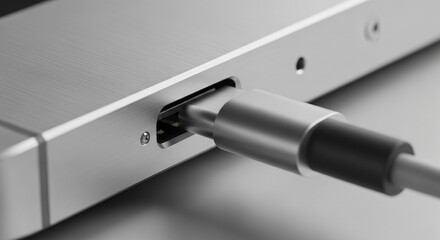 Modern laptop charging with USB-C cable connected, showcasing technology and connectivity, perfect for design and tech projects
