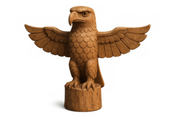Wooden eagle sculpture portraying strength and freedom