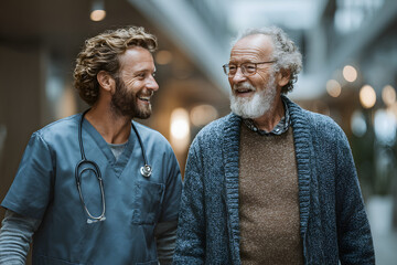 Male healthcare worker with an elderly man