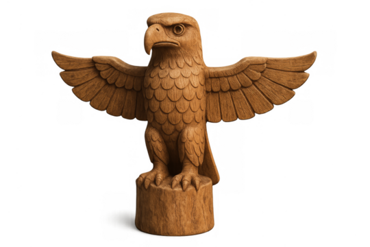 Wooden eagle sculpture portraying strength and freedom