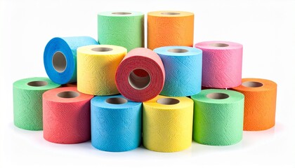 Stack of Colorful Toilet Paper Rolls Symbolizing Everyday Creativity and Editorial Styling for Home Essentials