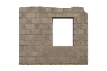 Concrete block wall section with window opening