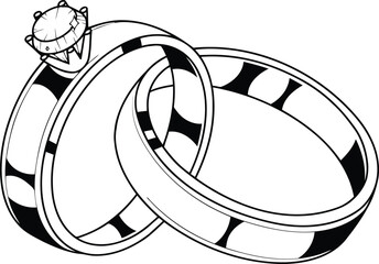 Two wedding rings intertwined symbolizing love and commitment