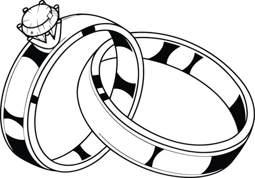 Two wedding rings intertwined symbolizing love and commitment