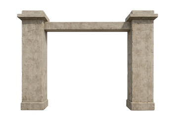 Stone arch entrance with pillars on transparent background