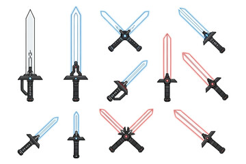 Futuristic Energy Swords — Blue and Red Sci-Fi Weapon Collection