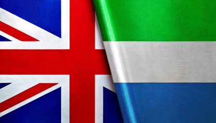 イギリスとシエラレオネの国旗。(UK flag and Sierra Leone flag.)
