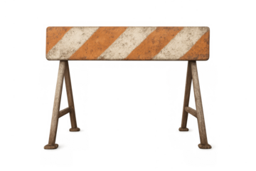 Road barricade warning sign blocking construction hazard