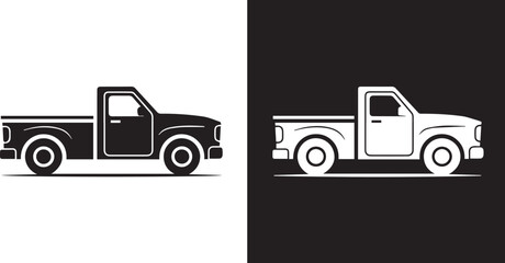 truck pickup icon mirrored black white vehicle illustration © AIcon Star