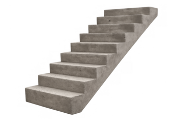 Concrete stairs representing upward journey and progression on transparent background