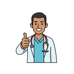 Fototapeta premium Doctor giving a thumbs up gesture isolated on transparent background