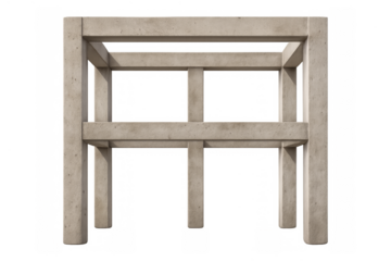 Concrete brutalist frame structure with transparent background