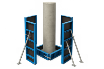 Concrete column forming with adjustable blue formwork
