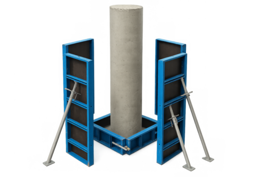Concrete column forming with adjustable blue formwork