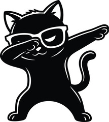 Cool black cat wearing sunglasses doing the dab dance move