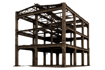Abandoned building concrete skeleton decaying industry