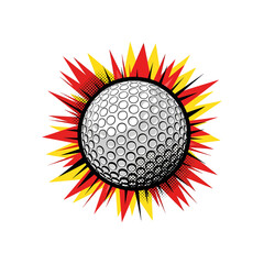 Golf ball explosion pop art style vector illustration