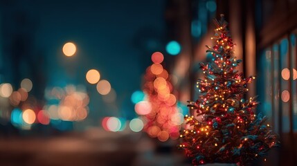 christmas tree lights blurred background