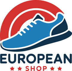 European Shop Sneaker Shoe Store Logo Design