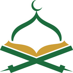 Islamic Holy Book Quran and Mosque Dome Icon