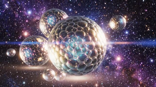 Cosmic spheres in a stellar galaxy background fantasy illustration digital artwork space universe - Powered by Adobe