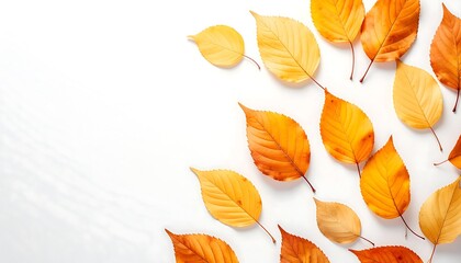 Autumn Leaves on White Background - A Seasonal Composition.