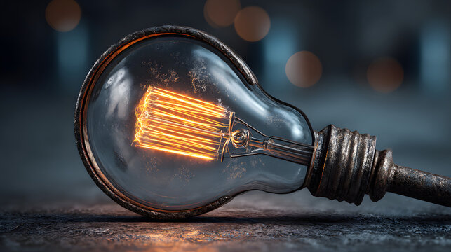 Educational growth concept. Magnifying glass on a light bulb - Powered by Adobe