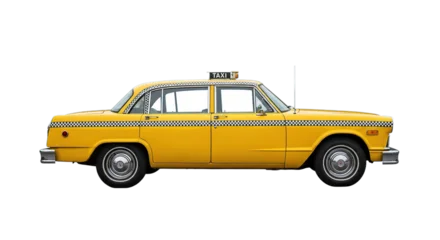 Canvas schilderij New York taxi Vintage yellow taxi cab isolated on transparent background classic city transportation symbol  © thiago